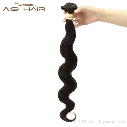 Aisi Hair Hotselling Popular Wholesale Vendor Body Wave Natural Black Color 100% Brazilian Human Hair Weave Bundles